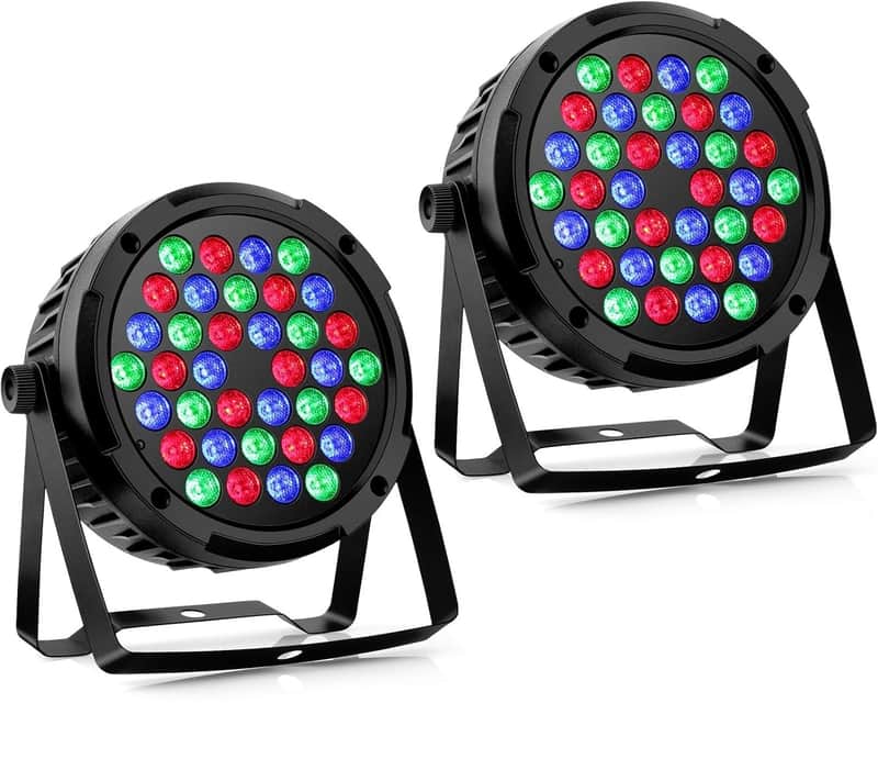 36LEDs RGB Par Lights 2 Pack 36W  LED Par Can Lights Sound Activated with Remote DMX Control Uplights for Wedding Party DJ Events Music Dance Church Stage Lighting image 1