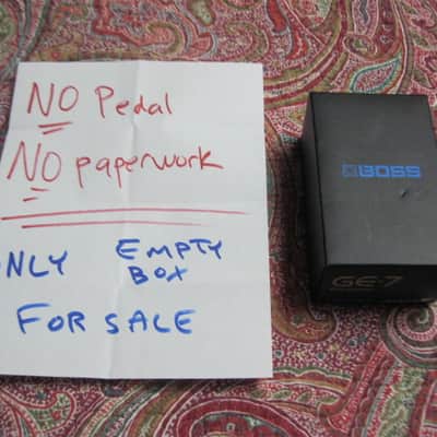 less than light average wear Boss EMPTY BOX for GE-7 Equalizer (NO pedal / NO paperwork) specifically from 2017 -  but can be a home for other year GE7 pedal) outside of box is black with blue, light green, & white graphic image 2