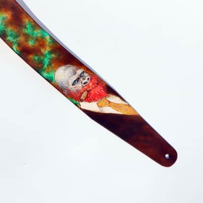burnyblack wide guitar strap leather - Vincent gorilla brown/green image 20