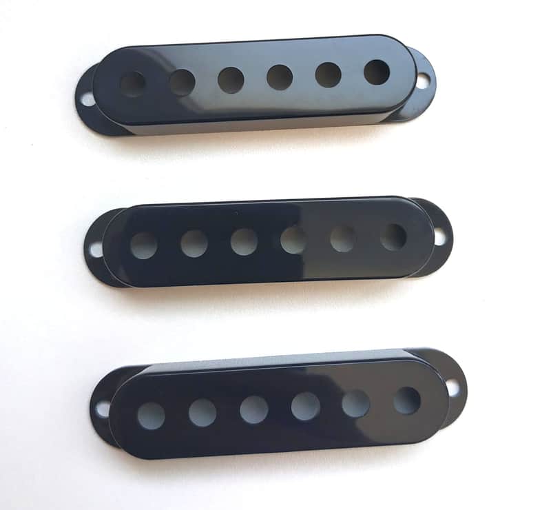 3 Black Single Coil Pickup Cover Stratocaster style 52,5 mm image 1