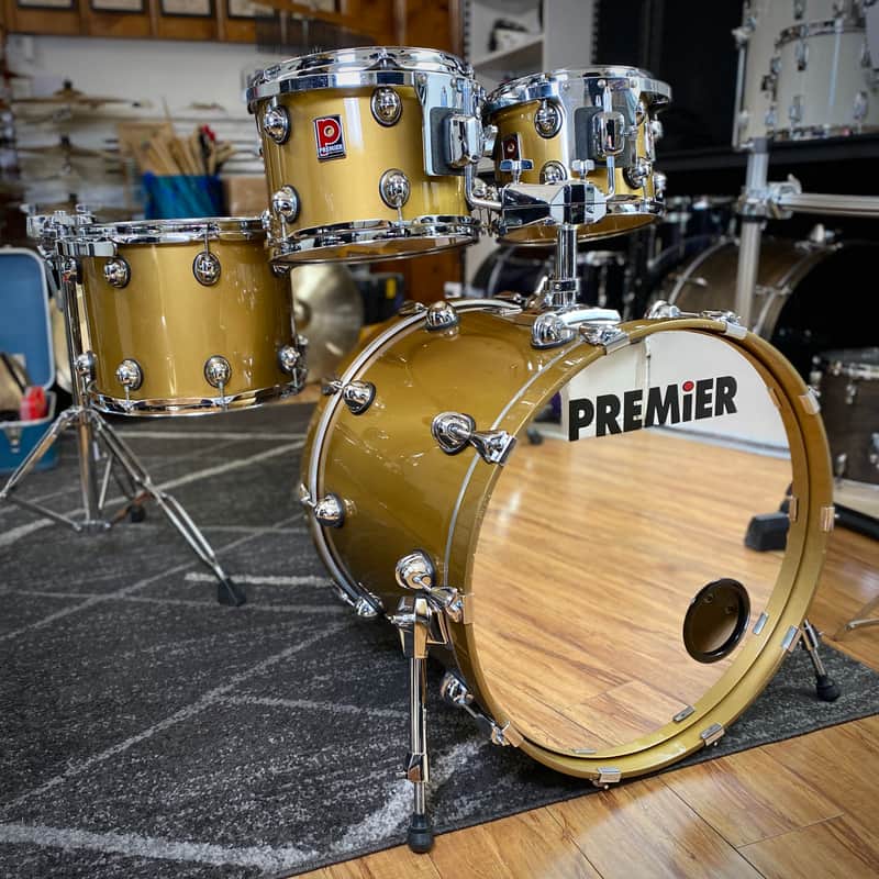 Premier Genista 10/12/14/22 Drum Kit Gold Lacquer - 1998 image 1