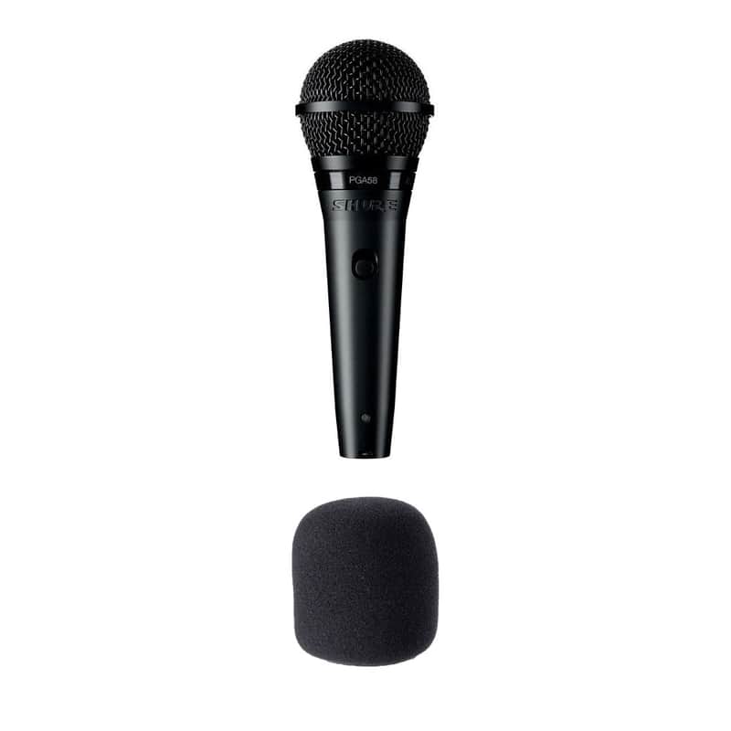 Shure PGA58-XLR Dynamic Vocal Mic w/ 15FT Cable + Pouch, Black Pop FIlter image 1