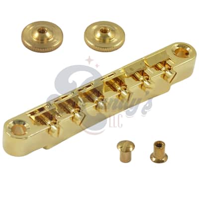 Advanced Plating 1255-1256-1257G Pinnacle ABR-1 Locking Bridge w/ Brass Saddles - Fits Gibson® & Heritage®-Gold image 1