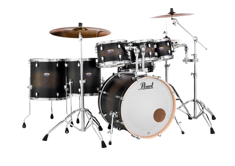 Pearl Decade Maple Satin Black Burst Kit 22/8/10/12/14/16/14 7pc Drum Shell Pack | Authorized Dealer image 1