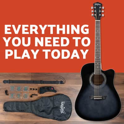 Washburn WA90CE Acoustic-Electric Guitar Kit – Dreadnought Cutaway, Built-In Tuner, Okoume Body – Perfect Holiday Gift for Adults, Beginners, Musicians & Live Performance image 2