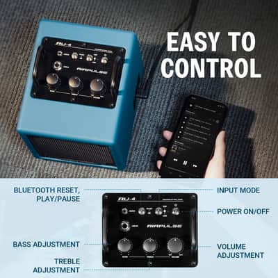 Airpulse Bluetooth Speaker, Compact Speaker with Aux Line Input for Home Office Party - Blue image 6