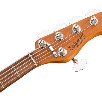 Sadowsky MetroExpress 21-Fret Vintage M Bass Morado Fingerboard 5-String - Solid Sage Green Metallic High Polish image 4