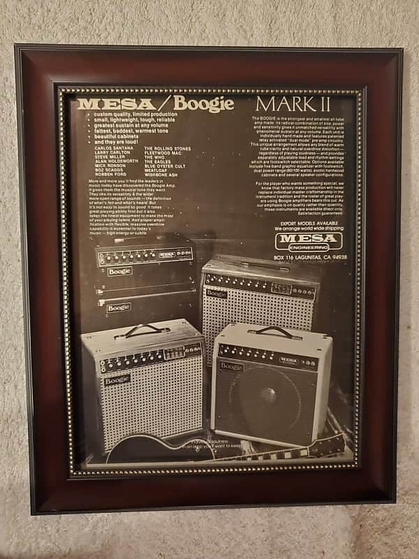 1979 Mesa Boogie Amps Promotional Ad Framed Mark II Amps Original image 1