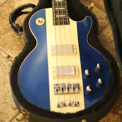 Gibson Custom Shop Les Paul Bass 2002 Blue and White image 8