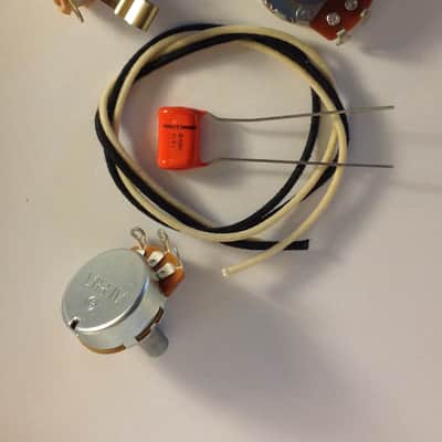 Lefty Wiring Harness Kit For P Bass US Spec Pots .1uf 225P NOS Orange Drop Cap image 1