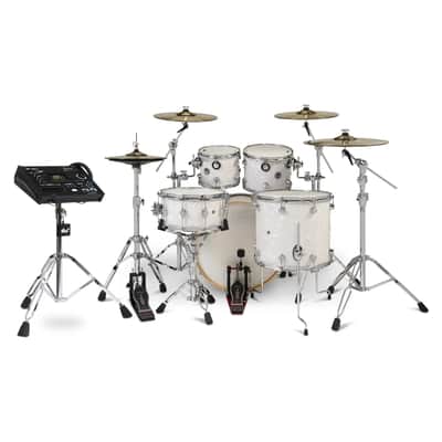 DW DWe 5pc Complete Electronic/Acoustic Drum Set w/Roland V71 White Marine image 3