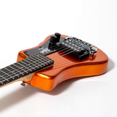 Hofner HOF-HCT-SH-MO-O Shorty Electric Travel Guitar - Metallic Orange - with Gig Bag image 6