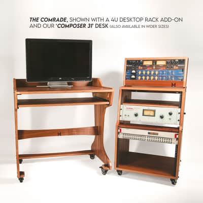 COMRADE 14u sidecar audio rack - Walnut hardwood - home recording - 10u 20u image 12