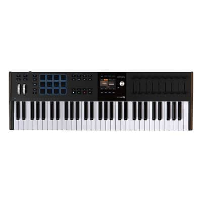 Arturia KeyLab Mk3 61 Keyboard MIDI Controller with DAW Integration, Enhanced Keybed, Visual Interface, 360-Degree Touch-Sensitive Potentiometers, Faders, Robust Wood and Aluminum Casing (Black)