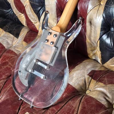Aria Dan Armstrong SK Skeleton Original Vintage Early 70s Acrylic Lucite Plexiglass DC Gibson Open-Book Headstock Electric Guitar RARE Tune-o-Matic model MIJ Japan Matsumoku image 6