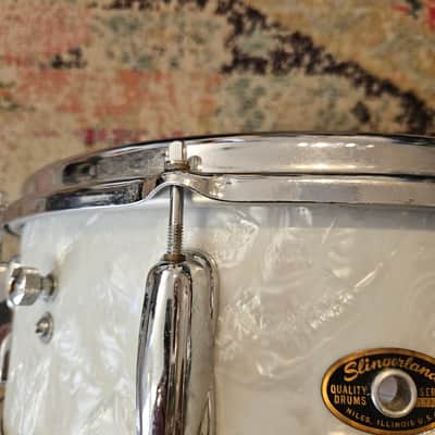 Slingerland Hollywood Ace 14x5.5" 3-ply Snare Drum - White Marine Pearl 1960s image 4