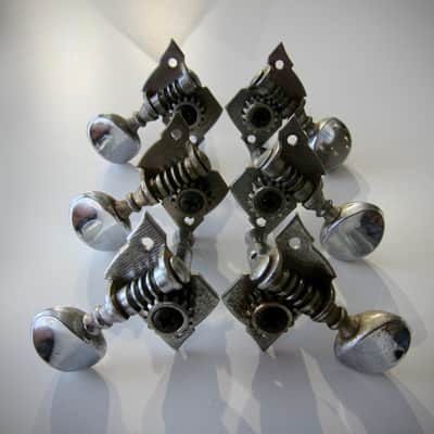 Teisco Del Rey Tuning Machines Three on a Side Authentic Vintage Part Circa 1954-1964 Chrome image 4