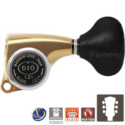 NEW Gotoh SGL510Z-EL5 MGT Locking Tuning Keys 21:1 Ratio Set 3x3 ANTIQUE X-GOLD