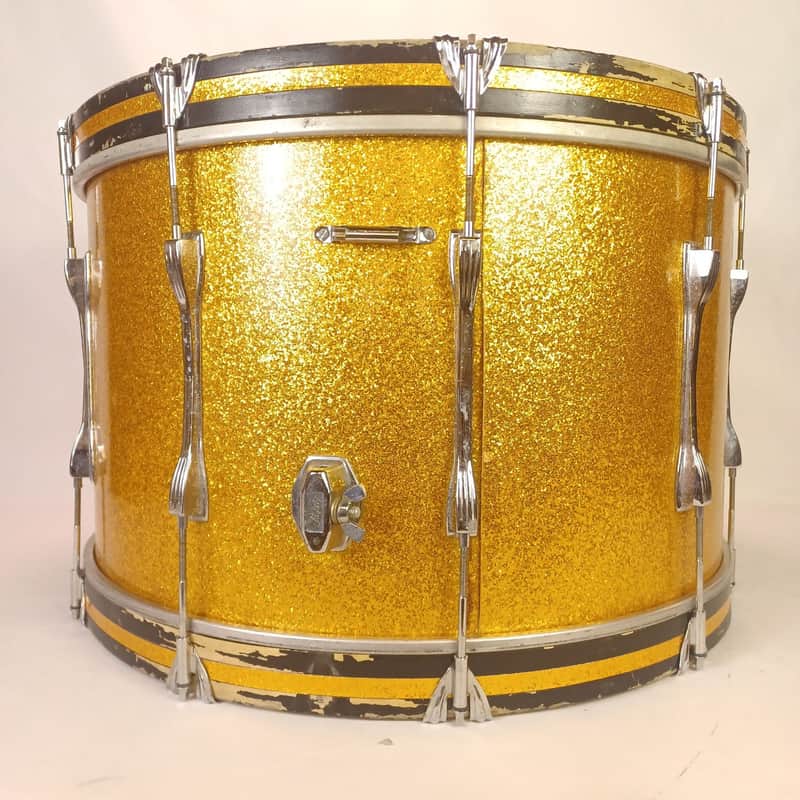 Ludwig 14x24"Gold Sparkle Virgin Bass Drum 6Ply Maple Concert/Marching Kick 10lg image 1