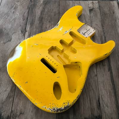 FRANCHIN Mercury guitar body Relic Aged Monaco Yellow 100% Nitro Lacquer Cracks HSS Basswood Stratocaster-Strat-S-Style Made in Italy - Stock piece #23230826 image 3