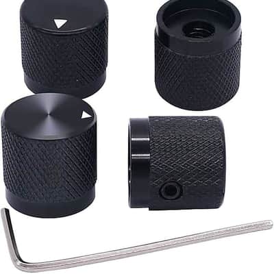 5 Pack Aluminum Rotary Potentiometer Knobs - 0.23 Inch Shaft Diameter, Black Anodized Finish