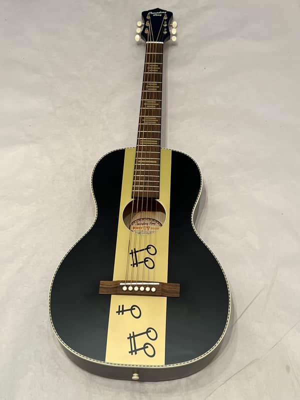 Recording King Series 7 RPS-7-NGB Limited-edition Steamboat Single 0 Acoustic Guitar - Black and Gold Satin image 1
