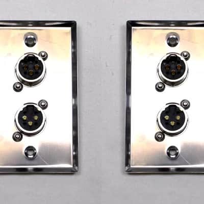 (2) Two Double XLR Single Wall Plates w/ Neutrik Male + Female Stainless Steel image 2