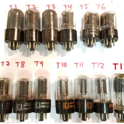 RCA Matched Pair (2) 6SN7GT tNOS AT1000 TESTED Vacuum Tubes greyglass T2 dual triode 1948-1952 image 25