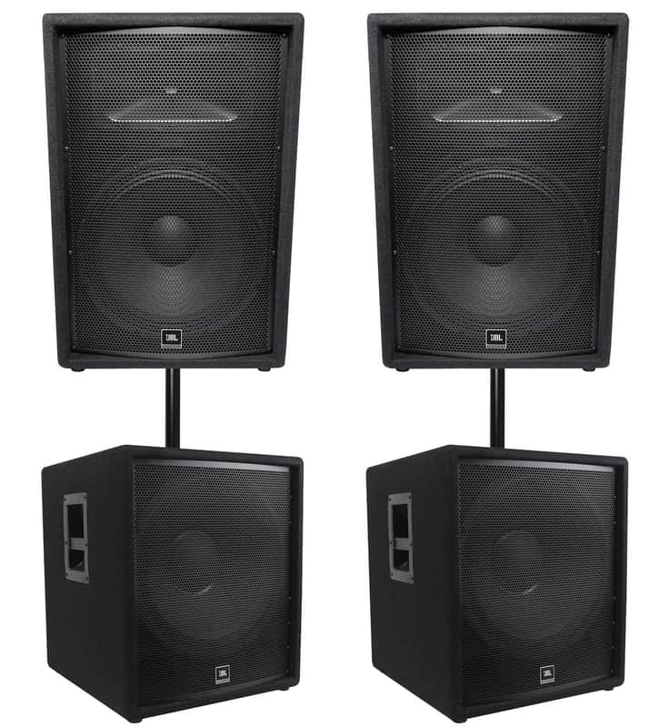 (2) JBL JRX215 1000w 15" 2-Way DJ P/A Speakers+(2) 18" 1400w Subwoofers Pro Subs image 1