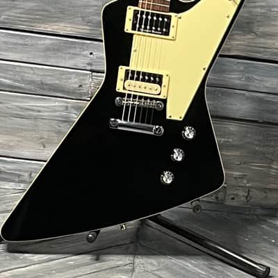 Used Hamer Explorer Standard MIK Electric Guitar with Case- Black and White image 1
