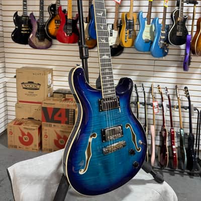 PRS SE Hollowbody II Electric Guitar - Faded Blue Burst w/OHSC & PLEK*D #782 image 4