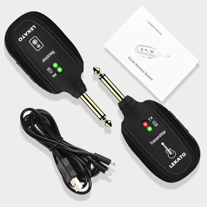 LEKATO UHF Wireless Guitar System Transmitter Receiver 4 Channel Rechargeable image 1