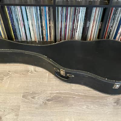 Vintage Acoustic Guitar Case 1960’s-1970’s Black w Orange Gold Interior image 7