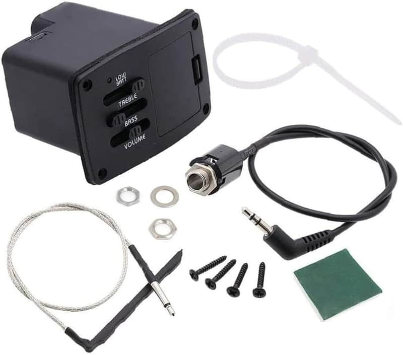 2-Band EQ Equalizer Ukulele Piezo Pickup Preamp Tuner System 1 Set image 1