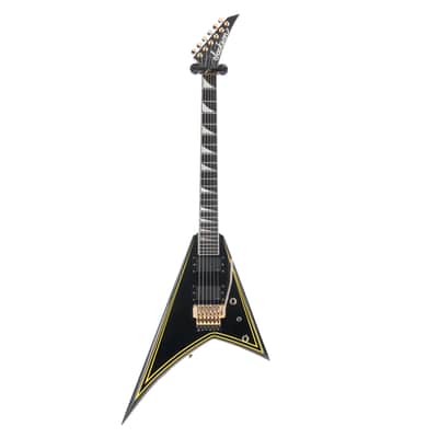 Jackson MJ Series Rhoads RR24MG, Ebony Fingerboard, Black with Yellow Pinstripes (RP) image 5