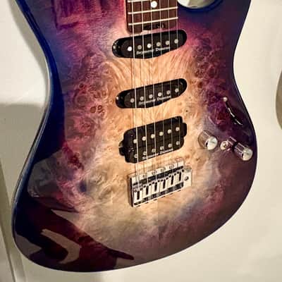 ESP Original Snapper CTM Burl with Rosewood Fretboard 2020 - Present - Nebula Pink Purple Burst image 1