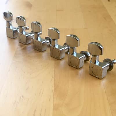 6 Fender CHROME Tuners Inline 2pin F Logo (Non Staggered) NOS American Standard image 14