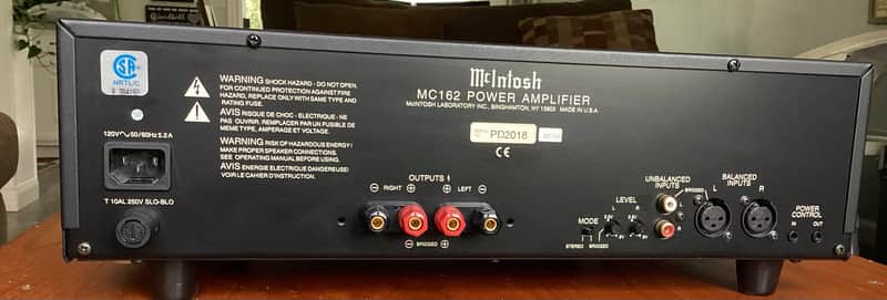 McIntosh MC162 160-Watt Stereo Solid State Power Amplifier image 1