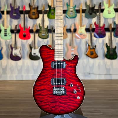 Ernie Ball Music Man Axis 25th Anniversary - Trans Red Burst - Quilt Maple Top image 5