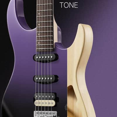 Solid Body Electric Guitar Kit for Beginners, Full Size 39" Electric Guitar with HSS Pickups, Poplar Body, Maple Neck, Starter Guitar with Gig Bag, Strap, Whammy Bar Arm, Purplish Black image 2