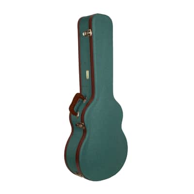 Crossrock Master Series-Wooden OM/Martin 000-14 Fret Acoustic Guitar Case- Security Lock, Genuine Leather Handle, Reinforced Hardware, Metal Feet, Storage Space- Malachite Blue Tweed image 6