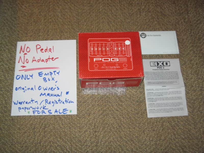 very lightly handled Electro-Harmonix EMPTY CARDBOARD BOX and original Owner's Manual + Warranty / Registration paperwork ONLY for POG2 Polyphonic Octave Generator (NO pedal / NO adapter) 2014 (can be home for different year POG2 pedal) image 1
