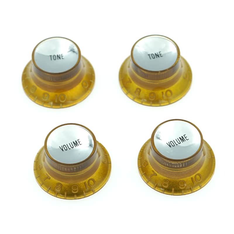 Replica Gold Silver Reflector Knobs | Set of 4 | Perfect for reissue & vintage guitars image 1