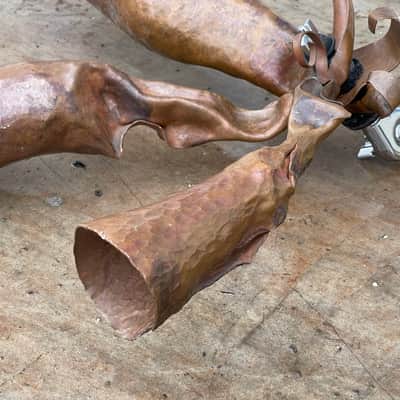 3 Custom Hammered Raw Copper Cowbells 14"-16" FX Chimes image 10