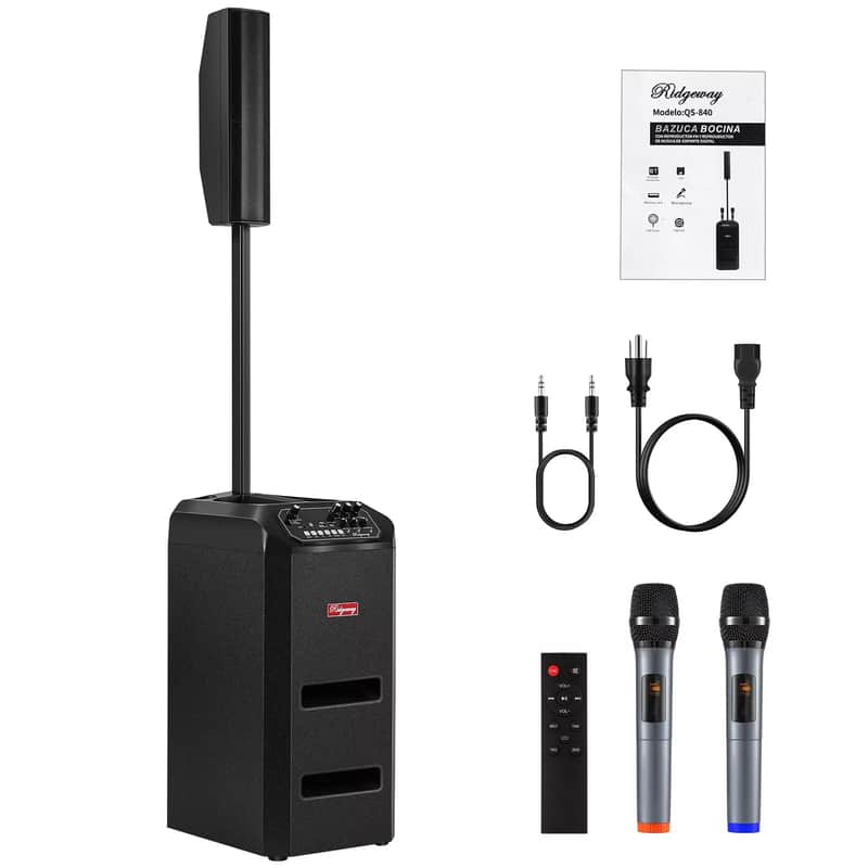 Double 10" Portable PA Bluetooth Speaker with Subwoofer – DJ Party Sound System with MIC & FM image 1