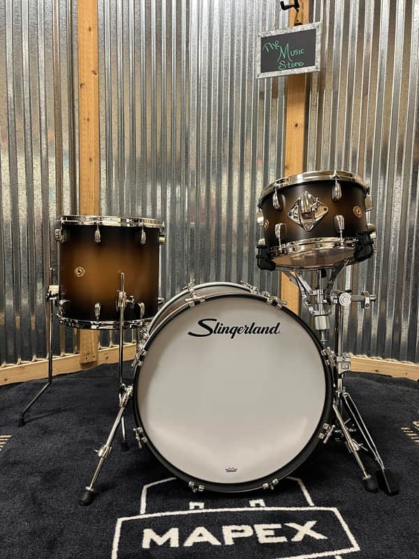 Slingerland Radio King 3-Piece Shell Pack SLKTLSK20N03BQ372 2025 to present - Black and Gold Lacquer image 1