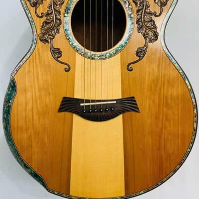 Blueberry  Handmade Acoustic Guitar Grand Concert Built to Order with Paua Shell Arm Rest and Rib Rest image 6