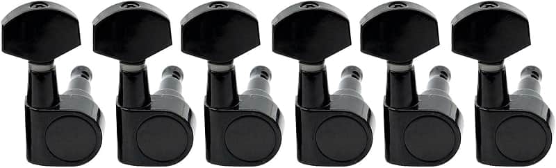 Pro 6 inline Sealed 2-Pins Guitar Tuners Tuning Pegs Keys Machine Heads Set for Fender Squier Strat Electric Guitar, Black image 1