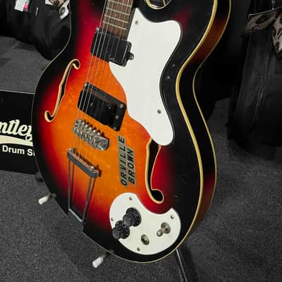 *USA MADE* Late 1960’s/Early 1970’s Mosrite Celebrity II 6-String Hollow-Body Electric Guitar in Orville Brown w/ Hardshell Case image 3