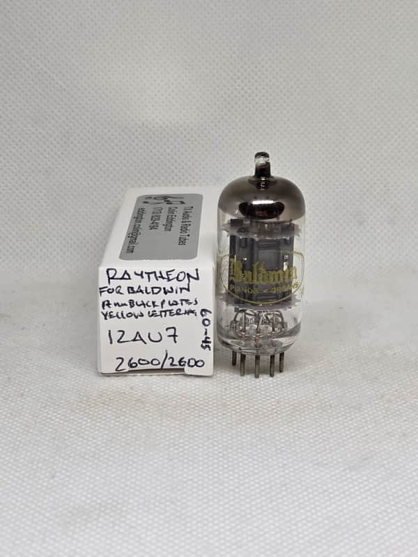 Raytheon Made For Baldwin 1960 12AU7 Long Black Plate Perfectly Balaced Single NOS ECC82 12AU7 image 1